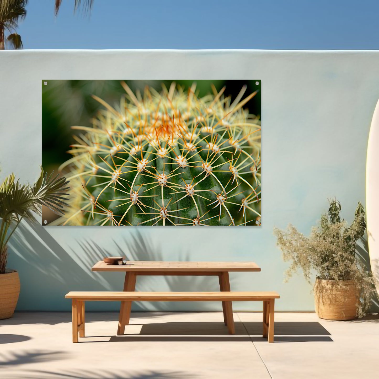 Gedetailleerde close-up van een cactusplant tuinposter