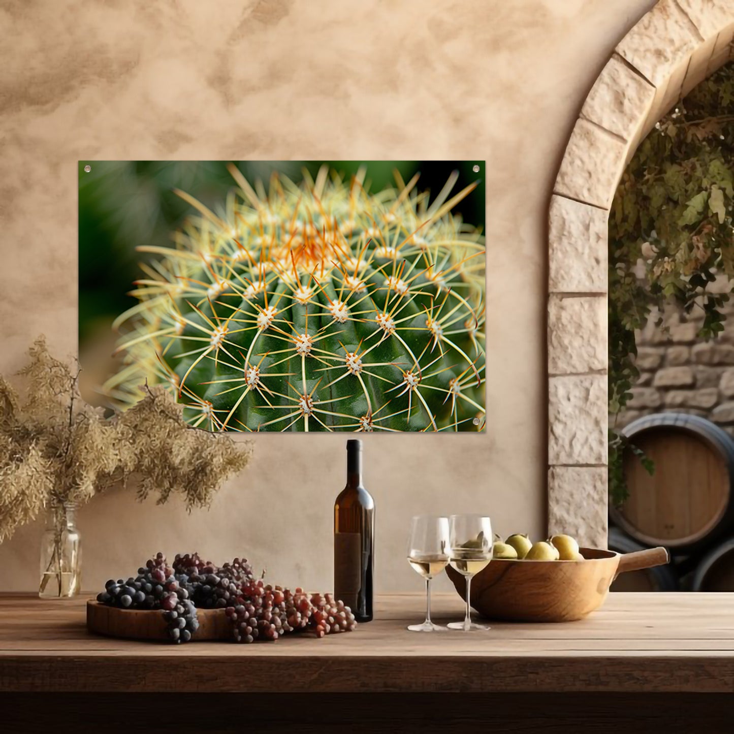Gedetailleerde close-up van een cactusplant tuinposter
