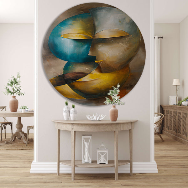 Abstracte moderne schilderij van een gezicht forex muurcirkel
