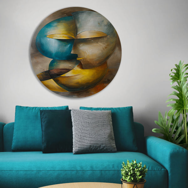 Abstracte moderne schilderij van een gezicht forex muurcirkel