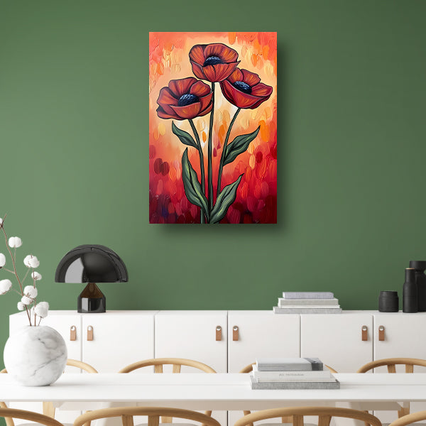 Abstracte schilderij van kleurrijke bloemen poster