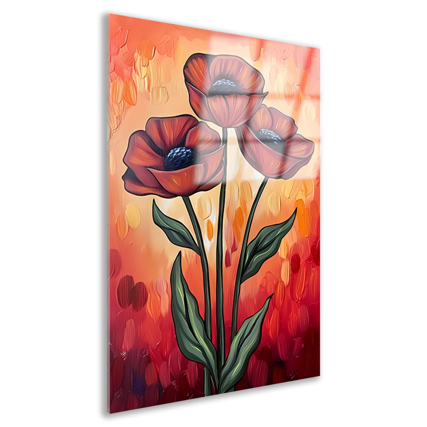 Abstracte schilderij van kleurrijke bloemen acrylglas