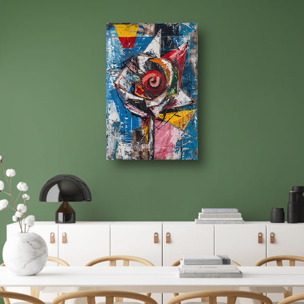 Abstract schilderij van kleurrijke roos canvas