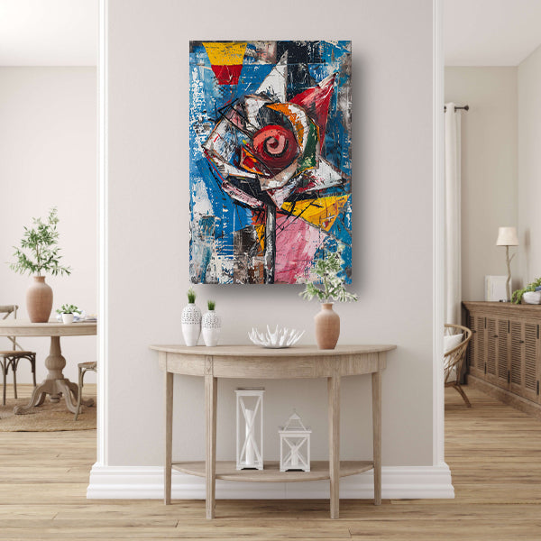 Abstract schilderij van kleurrijke roos canvas