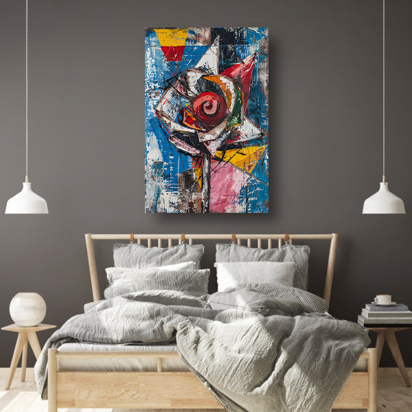 Abstract schilderij van kleurrijke roos canvas