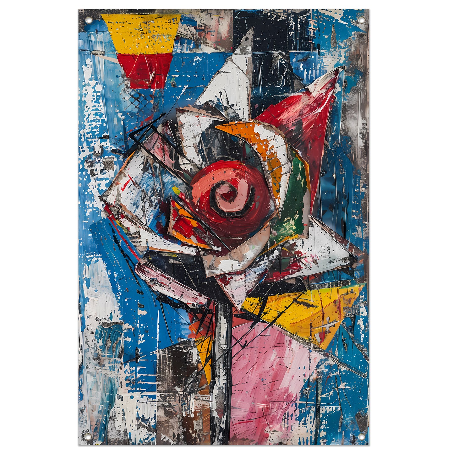 Abstract schilderij van kleurrijke roos tuinposter