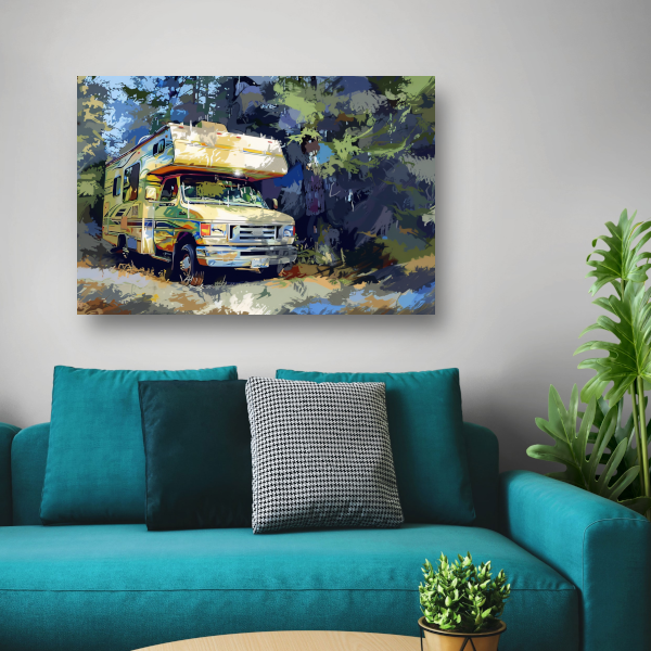 Campervakantie in de natuur canvas