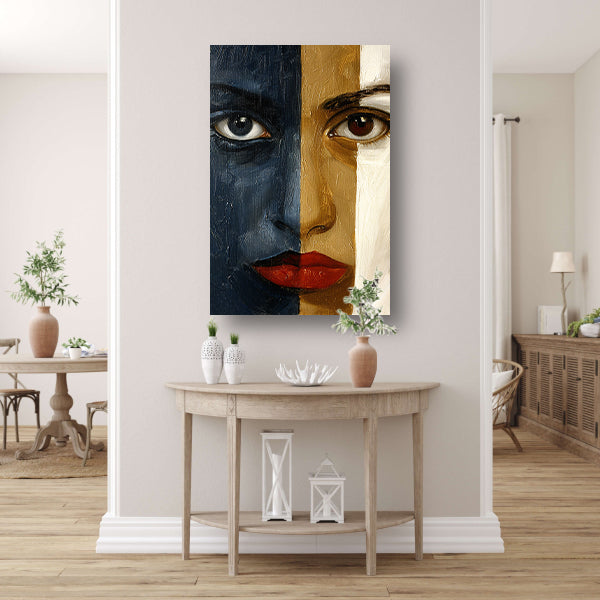 Abstract portret met sterke contrasten canvas