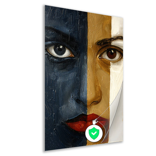 Abstract portret met sterke contrasten poster