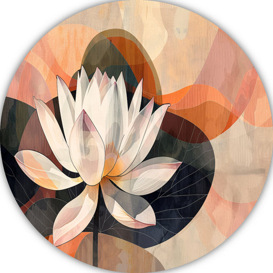 Abstracte Lotusbloem in Kubistische Stijl aluminium muurcirkel