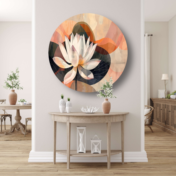 Abstracte Lotusbloem in Kubistische Stijl forex muurcirkel