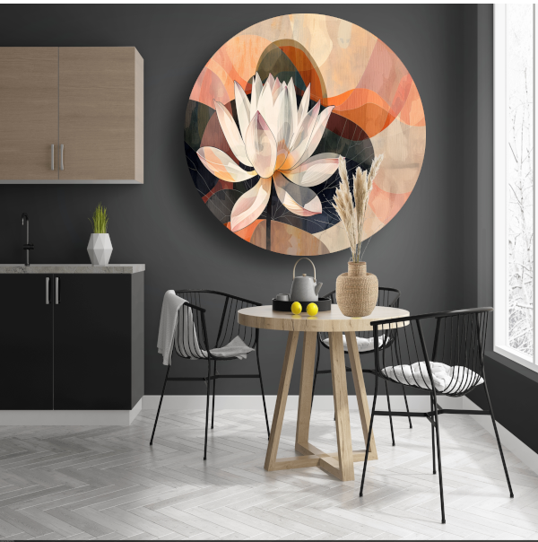 Abstracte Lotusbloem in Kubistische Stijl forex muurcirkel