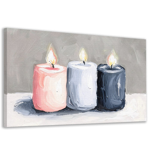 Aquarel schilderij van drie brandende kaarsen canvas