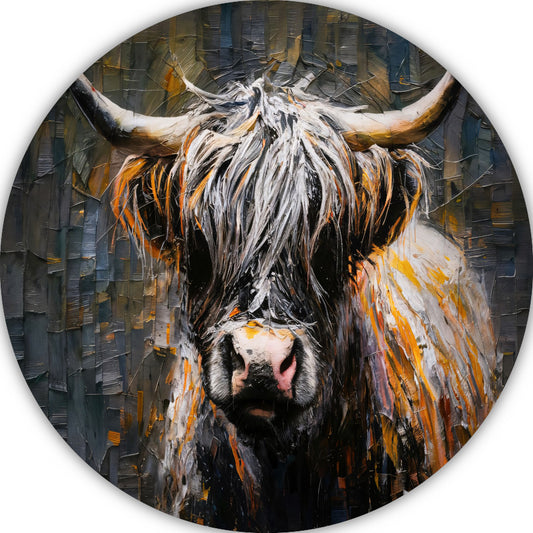 Vurige Blik van een Schotse Hooglander aluminium muurcirkel