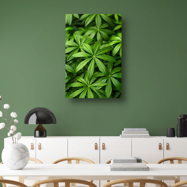 Close-up van Groene Bladeren met Schaduwspel canvas