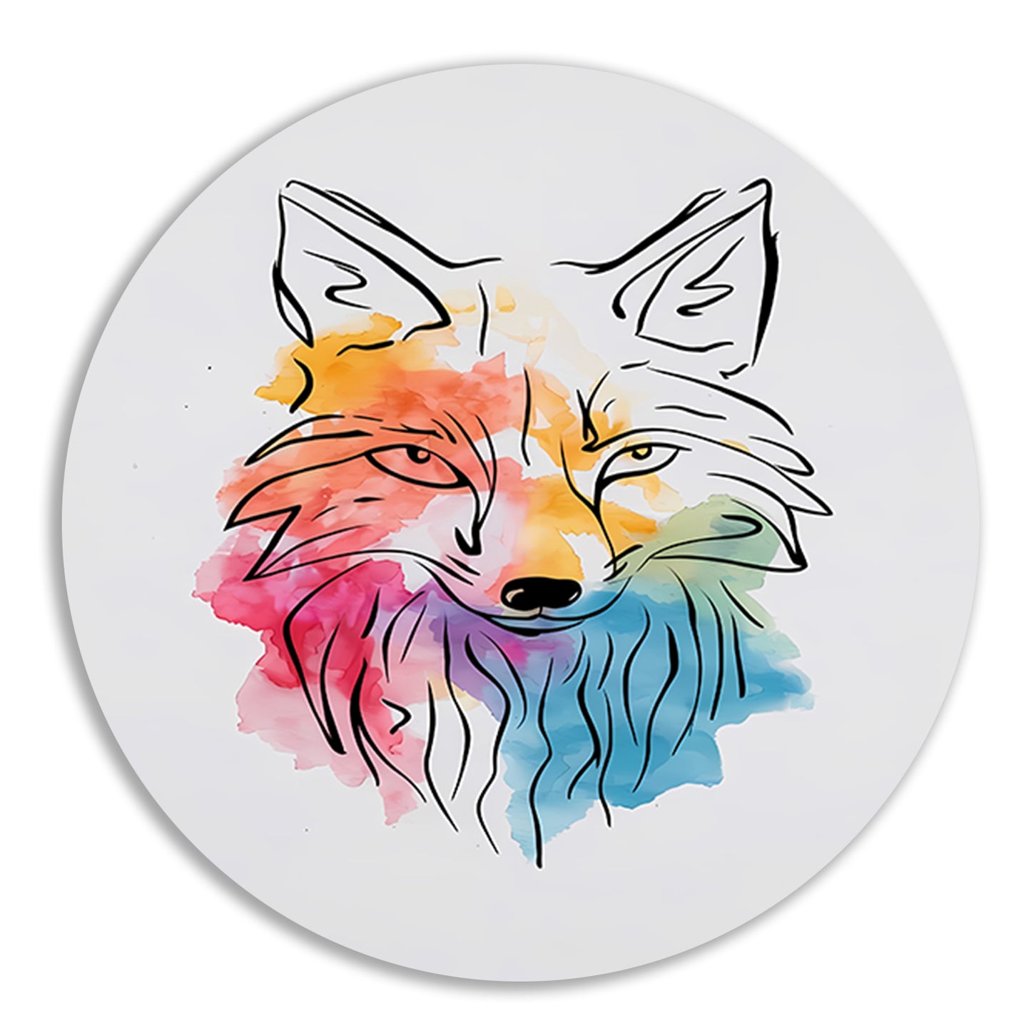 Abstracte Vos in Kleurrijke Aquarel aluminium muurcirkel