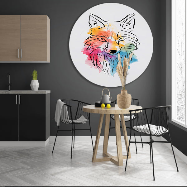 Abstracte Vos in Kleurrijke Aquarel forex muurcirkel