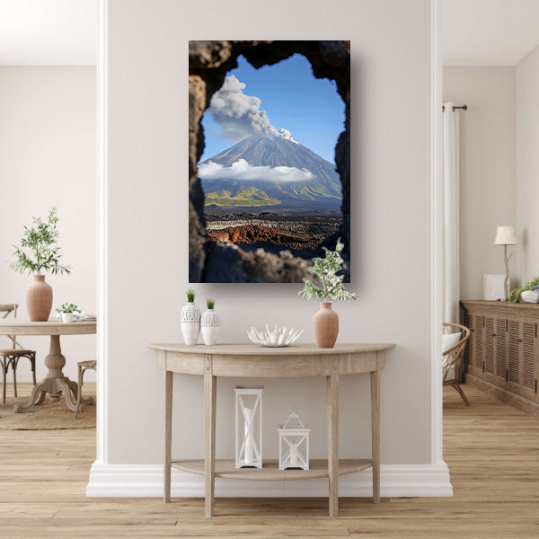 Vulkaanuitbarsting door Stenen Raam canvas