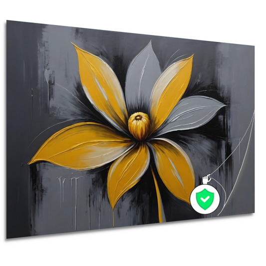 Abstracte Gouden Bloesem op Grijs Canvas poster