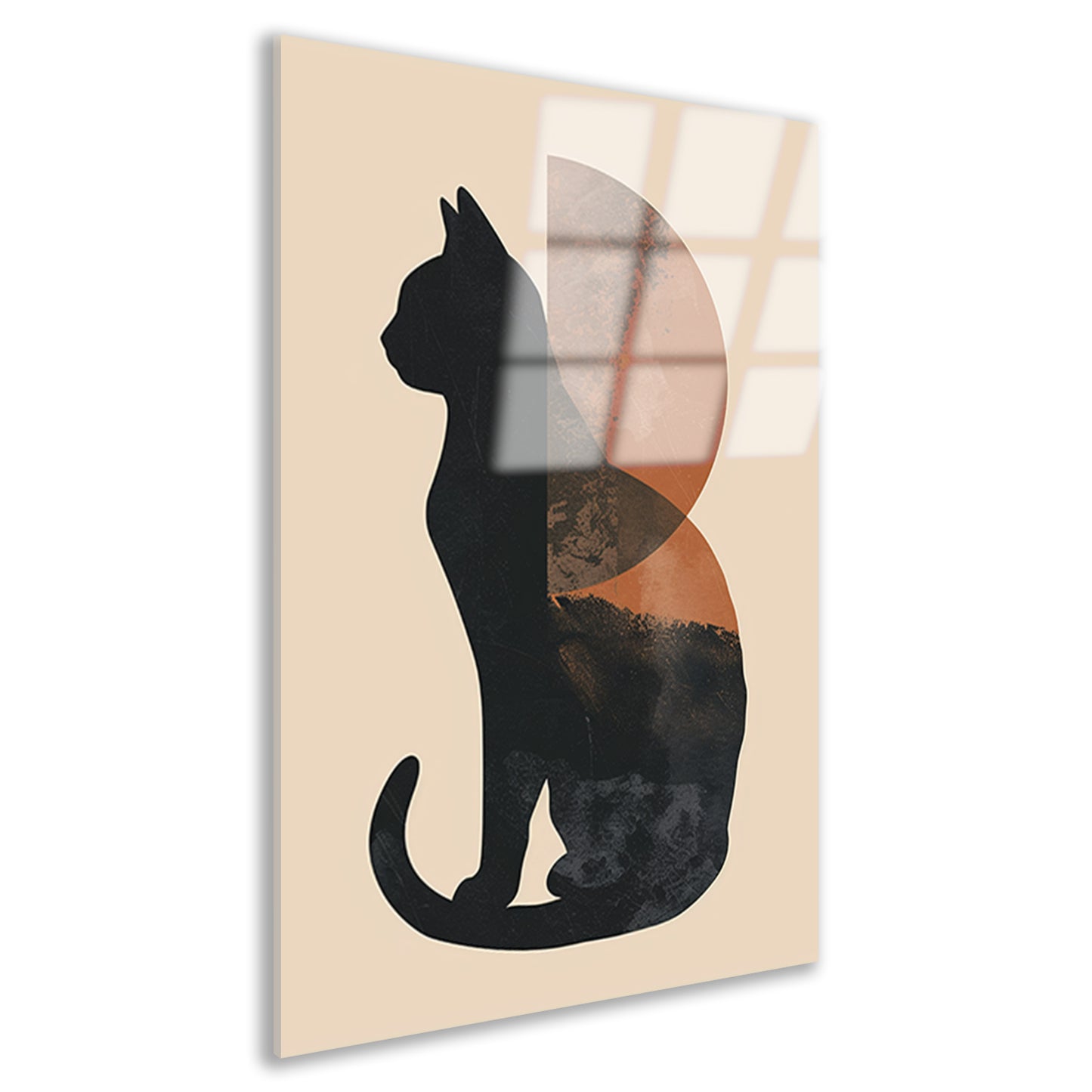 Minimalistische Kat en Maan in Aardetinten acrylglas