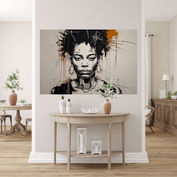 Abstract Portret van een Vrouw in Monochrome Tinten canvas
