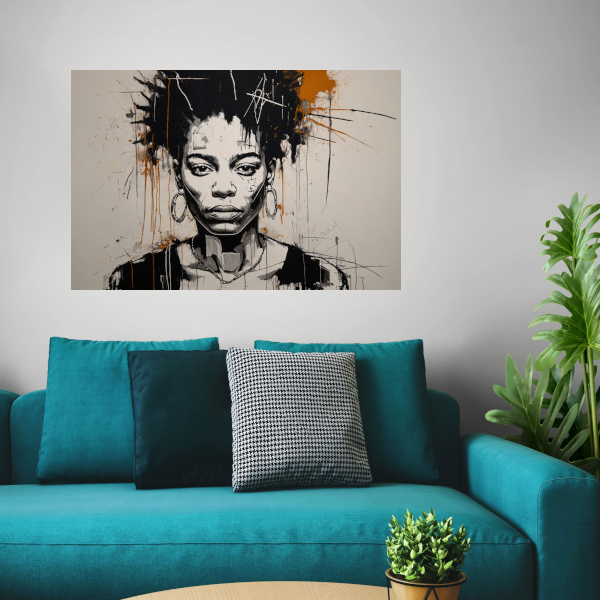 Abstract Portret van een Vrouw in Monochrome Tinten canvas