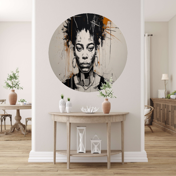 Abstract Portret van een Vrouw in Monochrome Tinten forex muurcirkel