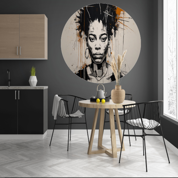 Abstract Portret van een Vrouw in Monochrome Tinten forex muurcirkel