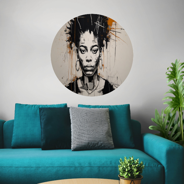 Abstract Portret van een Vrouw in Monochrome Tinten forex muurcirkel