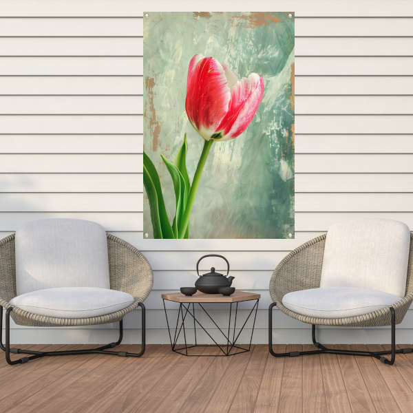 Realistische schildering van een mooie tulp tuinposter