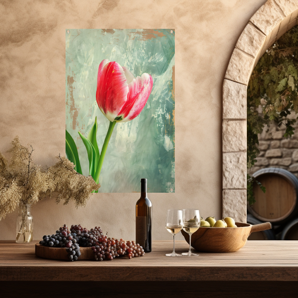 Realistische schildering van een mooie tulp tuinposter