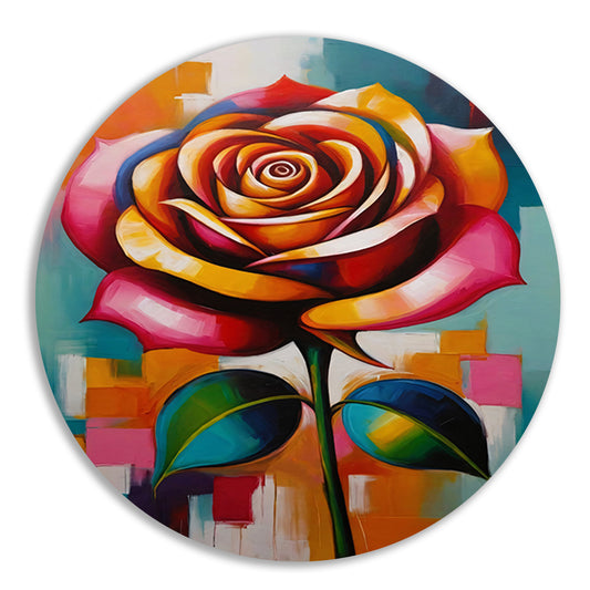 Dynamische Moderne Abstracte Kleurrijke Roos aluminium muurcirkel