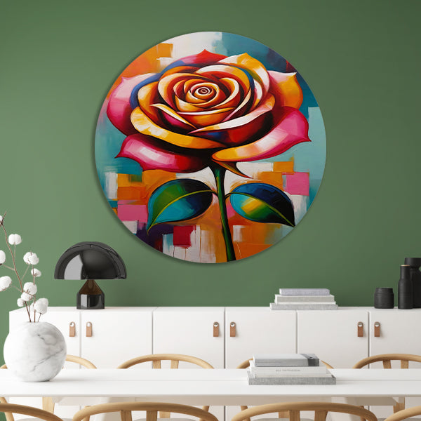 Dynamische Moderne Abstracte Kleurrijke Roos aluminium muurcirkel