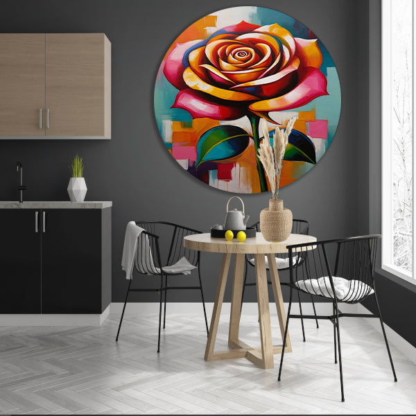 Dynamische Moderne Abstracte Kleurrijke Roos aluminium muurcirkel