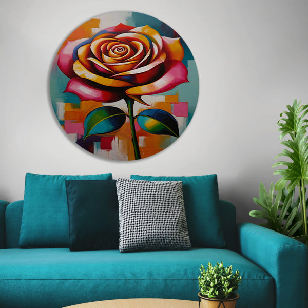 Dynamische Moderne Abstracte Kleurrijke Roos aluminium muurcirkel