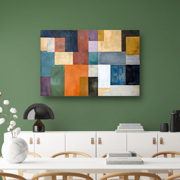 Kleurrijke abstracte vlakken met lijnen poster