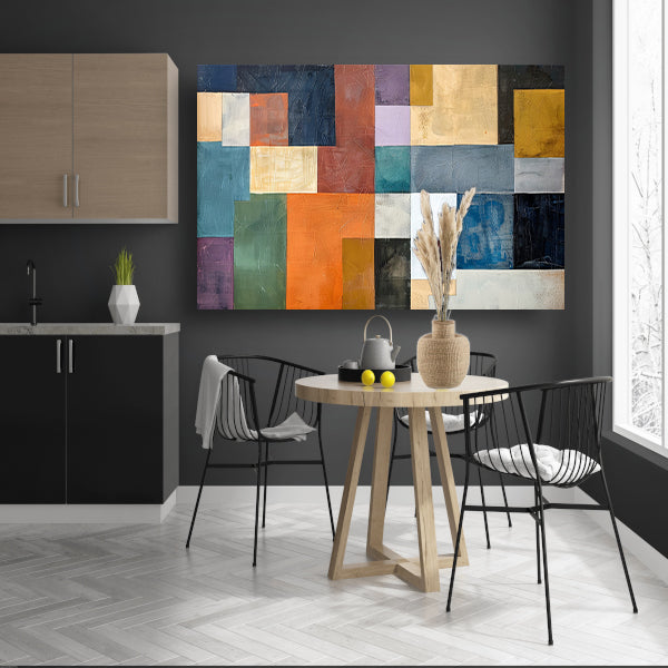 Kleurrijke abstracte vlakken met lijnen poster