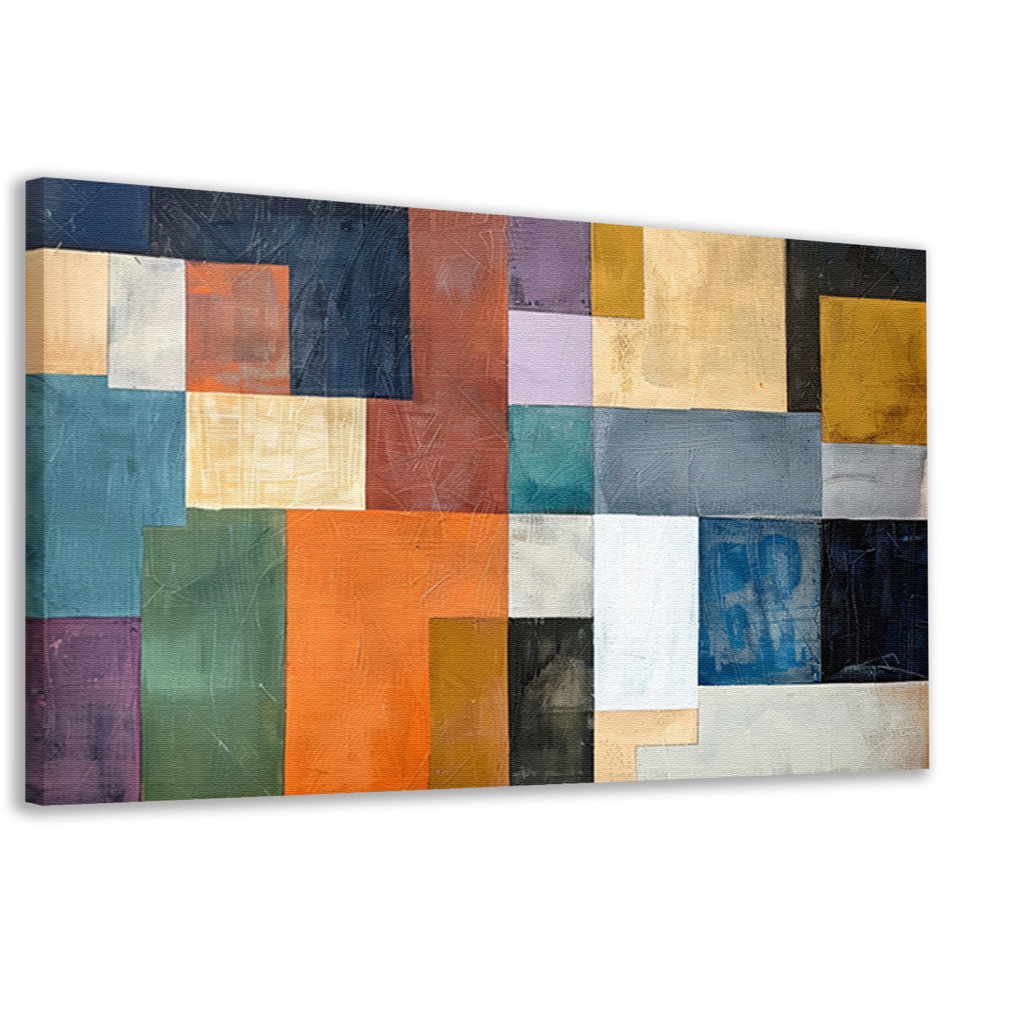 Kleurrijke abstracte vlakken met lijnen canvas