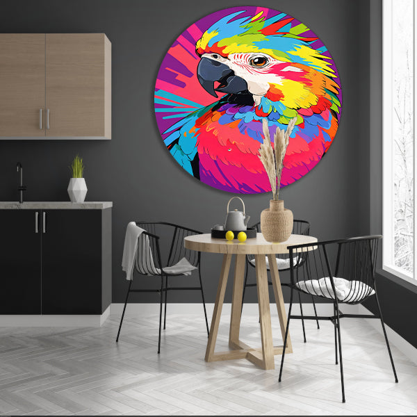Kleurrijke papegaai in moderne popart stijl forex muurcirkel