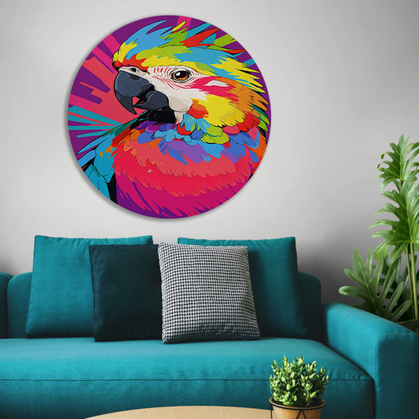 Kleurrijke papegaai in moderne popart stijl forex muurcirkel