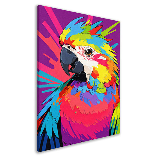 Kleurrijke papegaai in moderne popart stijl canvas