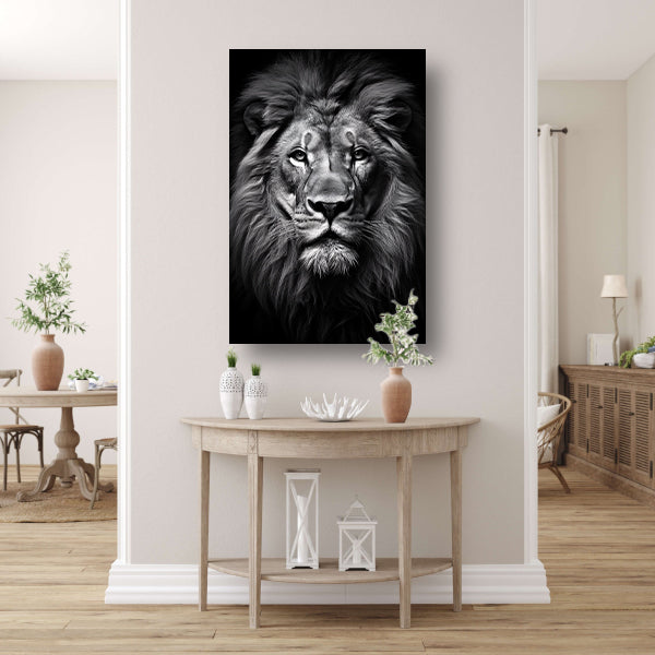 Portret van een statige leeuw poster