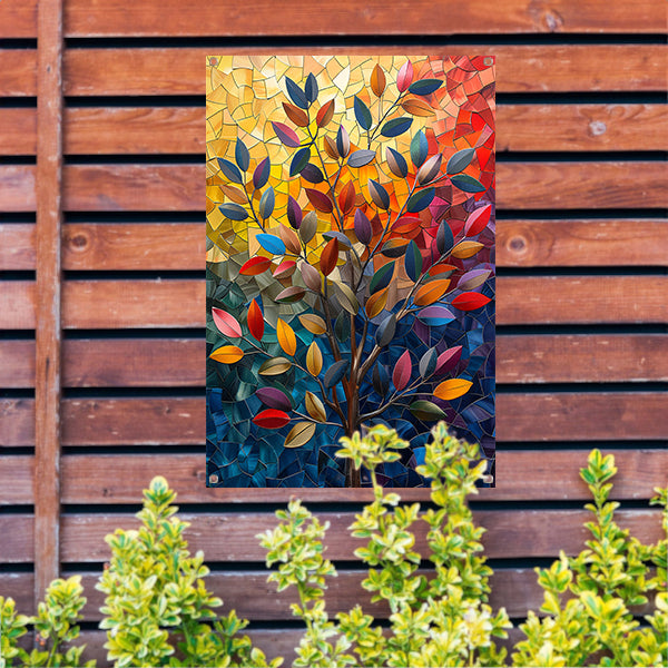 Abstract Kleurrijk Boom in Herfsttinten tuinposter