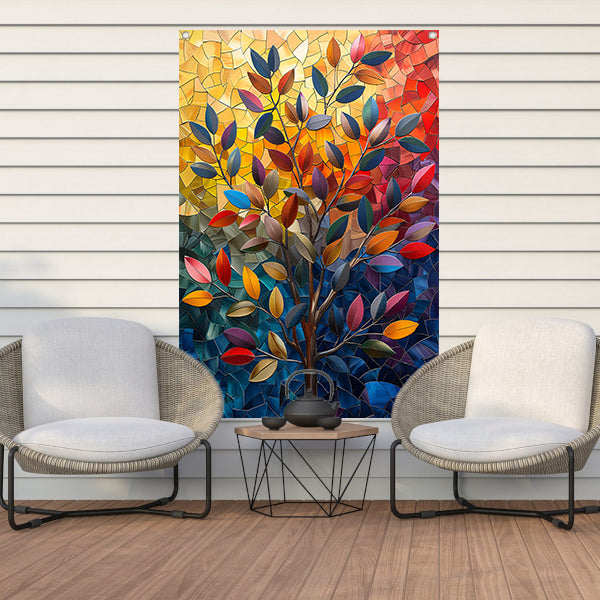 Abstract Kleurrijk Boom in Herfsttinten tuinposter