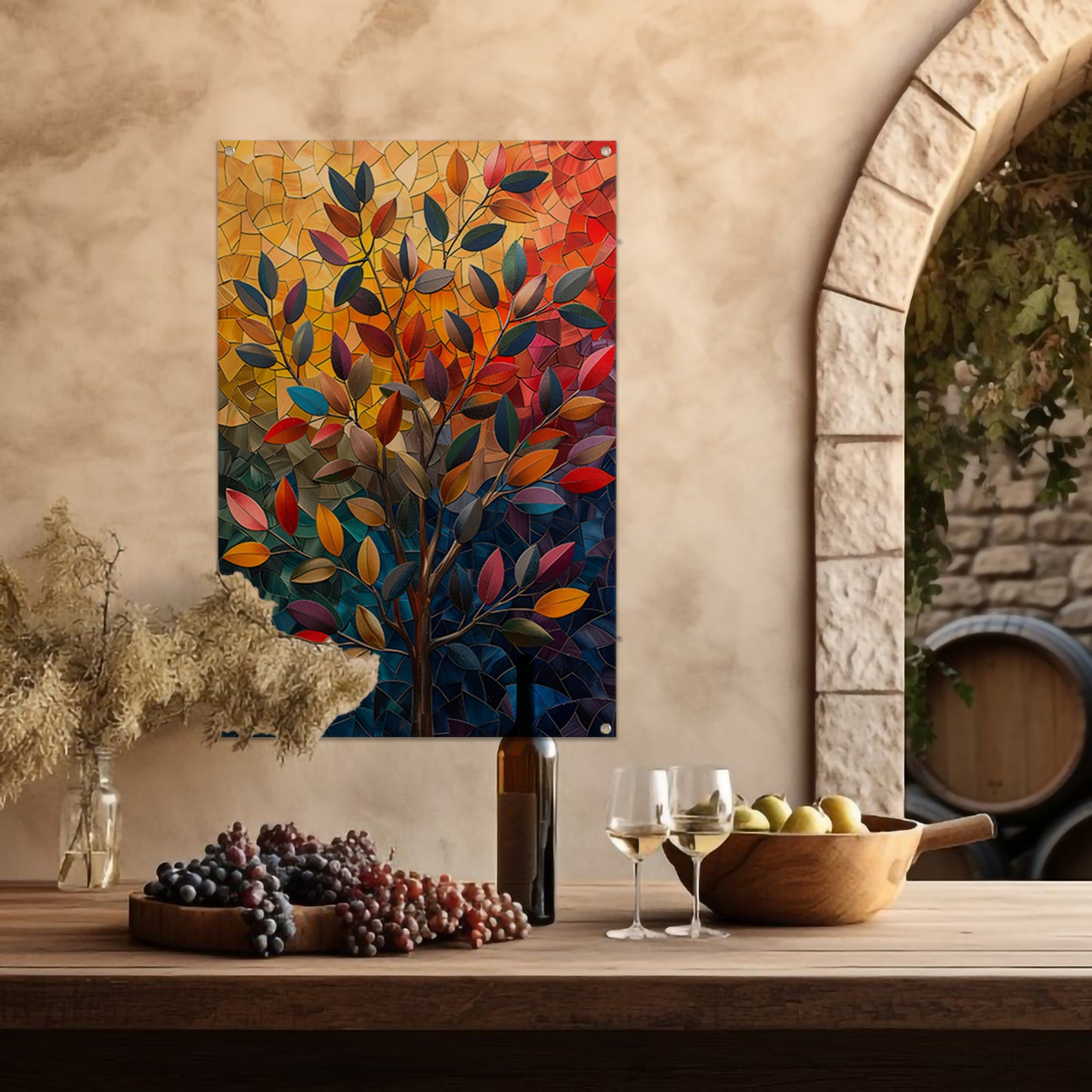 Abstract Kleurrijk Boom in Herfsttinten tuinposter