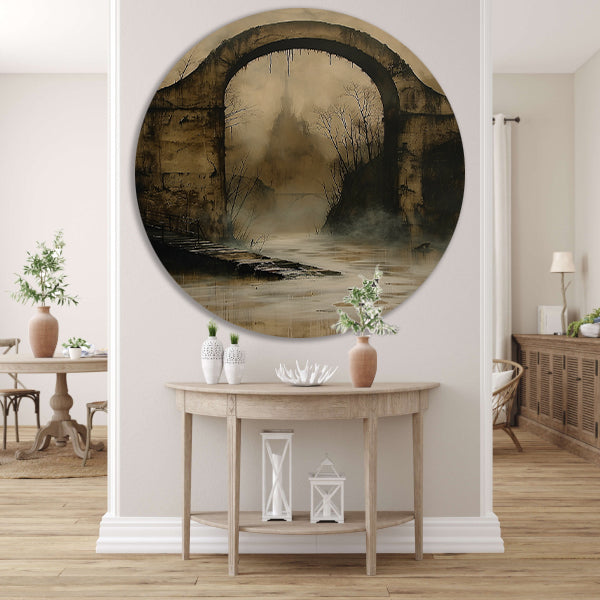 Mystiek verlaten landschap met oude brug forex muurcirkel