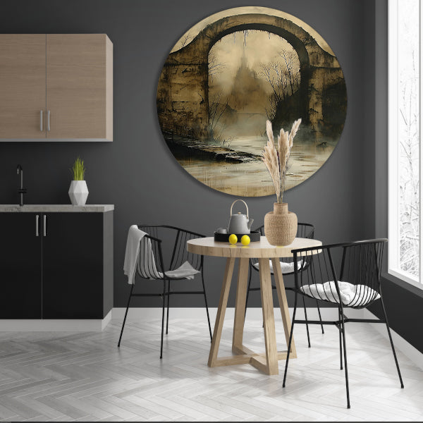 Mystiek verlaten landschap met oude brug forex muurcirkel