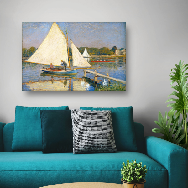 Kanovaarders in de buurt van Argenteuil - Claude Monet canvas met baklijst