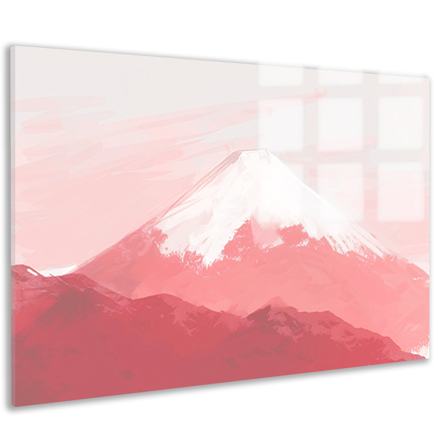 Kalme berg in zachte roze tinten acrylglas