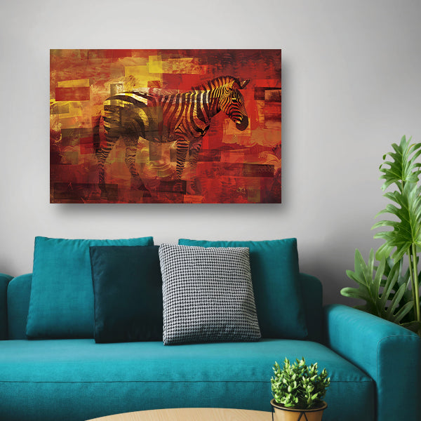 Kleurrijk abstract schilderij van een zebra poster